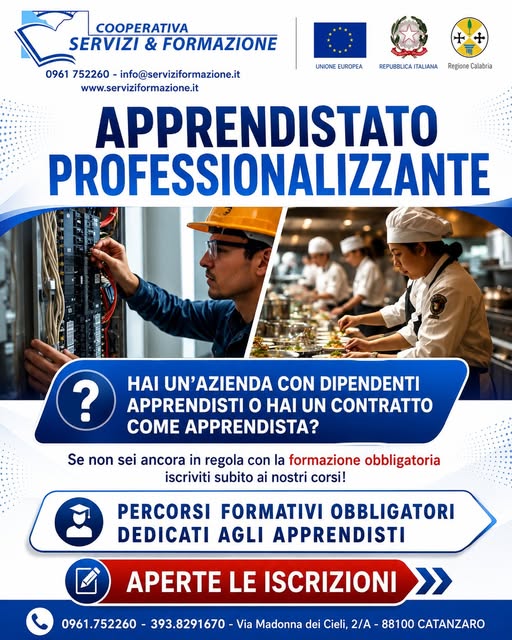 Apprendistato Professionalizzante - iscrizioni aperte